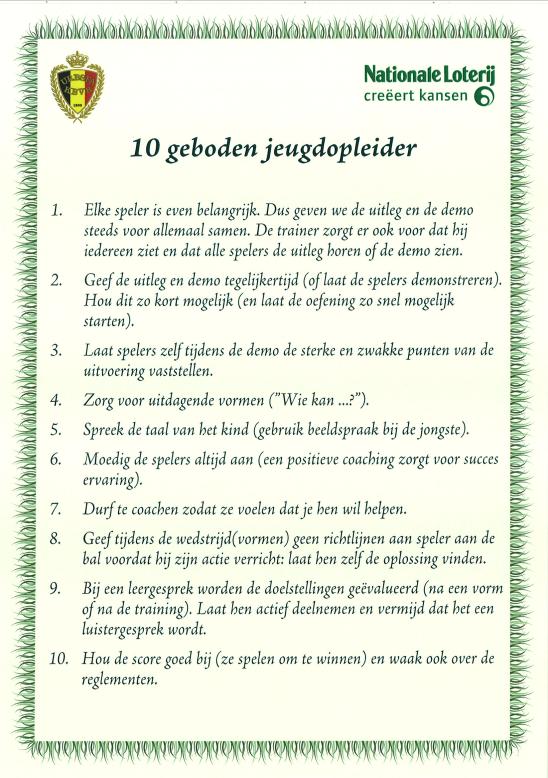 10 geboden van de jeugdopleider